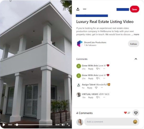 pintrest real estate listing